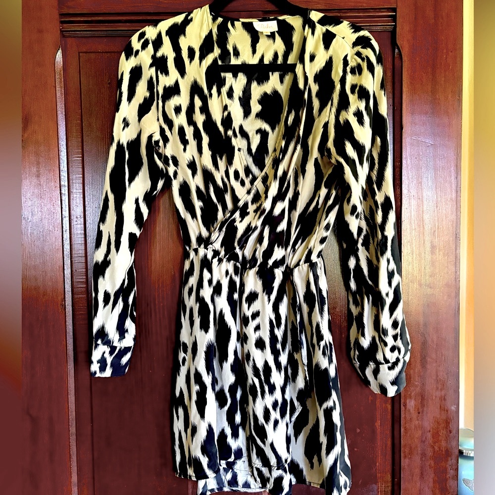 Parker. Silk leopard print Mini wrap dress Small